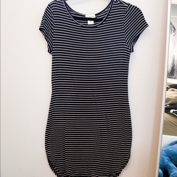 black and white striped t shirt dress